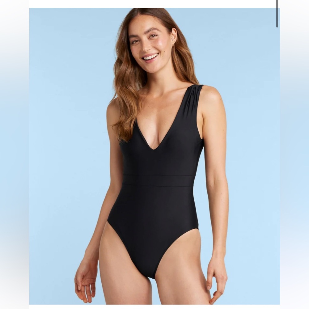 summersalt Black V-Neck One-Piece Swimsuit
